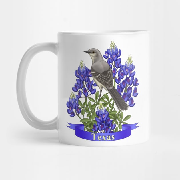 Texas State Mockingbird and Bluebonnet Flower by csforest